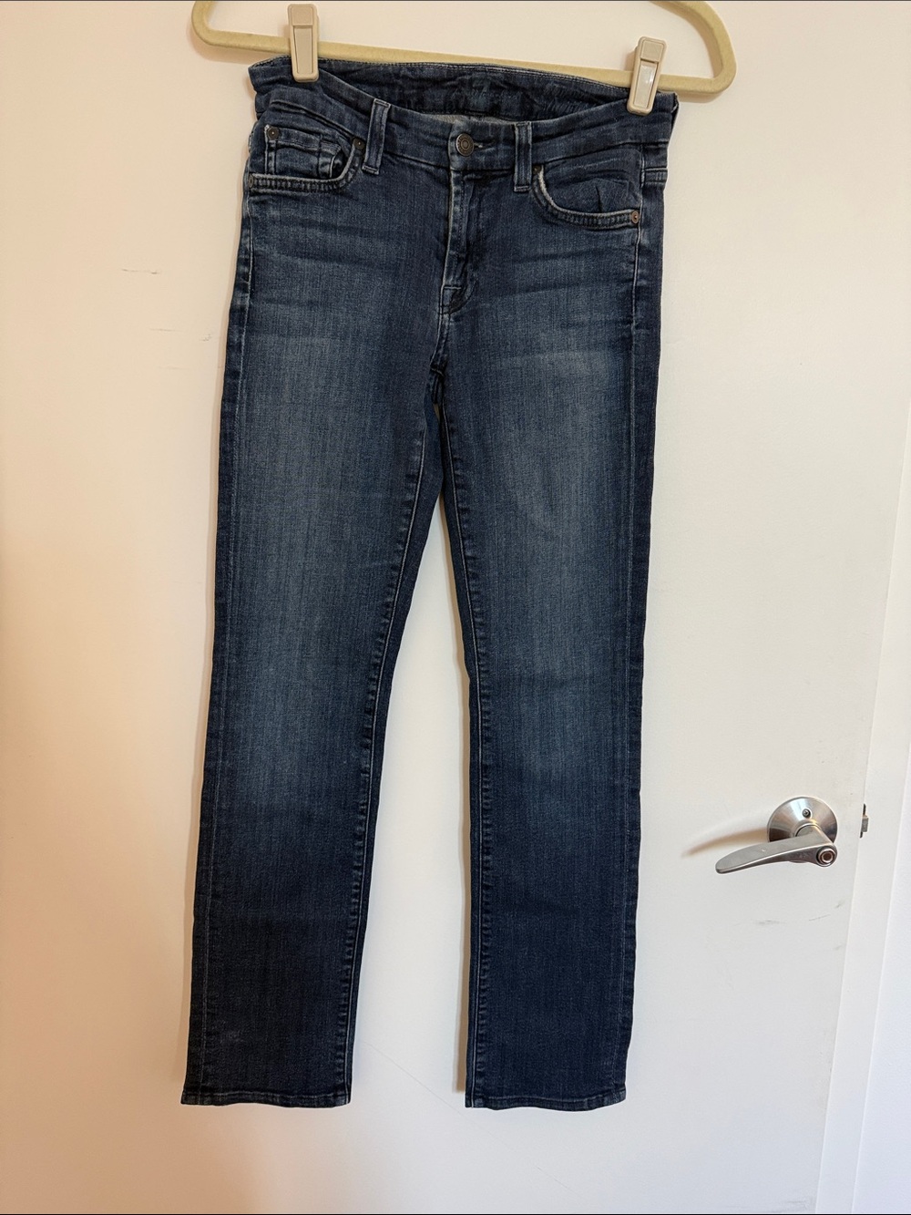 7 For All Mankind Dark Blue Straight Leg Jeans